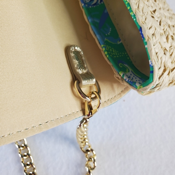 Lilly Pulitzer Straw Crossbody Botanical Green In A Flutter Clutch - Picture 11 of 16